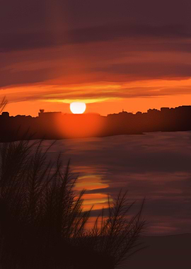 Sunset Beach Cityscape