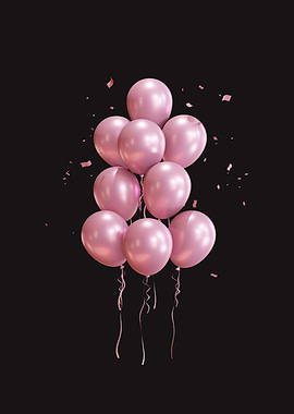 Pink Balloons on Black