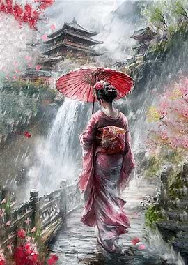 Geisha in Rain