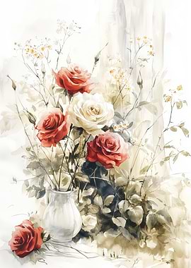 Flower Red White Roses