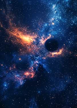 Cosmic Nebula with Planet