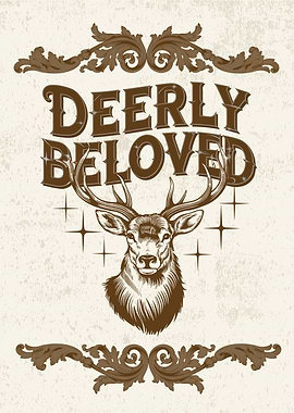 Deer Pun Vintage Style Illustration Print