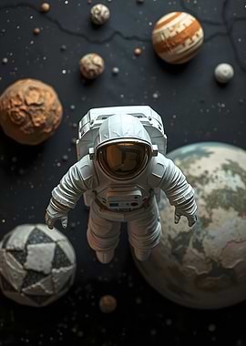 Astronaut in Space Paper Mache Art