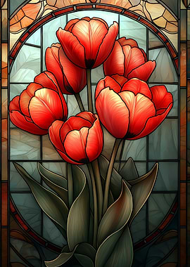 Stained Glass Tulips