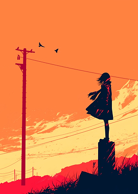 Silhouette Girl Sunset