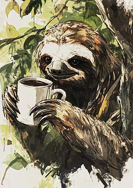 Sloth with Coffee