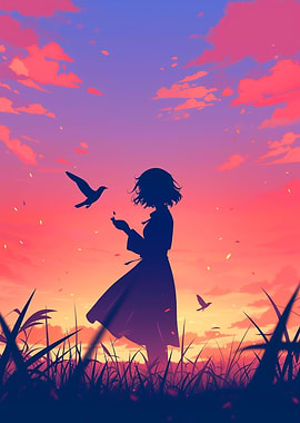 Silhouette Girl Sunset