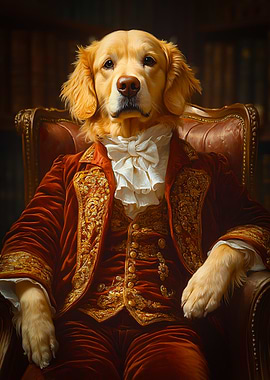 Golden Retriever in Regal Attire