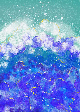 Abstract Blue and Gold Art