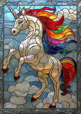 Rainbow Unicorn Stained Glass