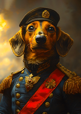 Dachshund in Military Uniform