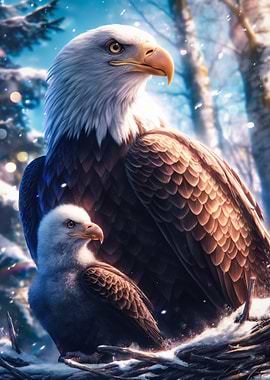 Bald Eagle Family in Winter
