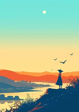 Silhouette Sunset Landscape