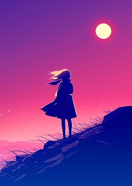 Silhouette Girl Sunset
