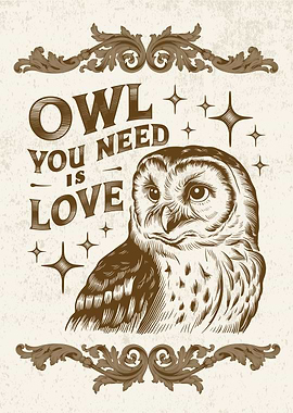 Vintage Style Owl Illustration Animal Pun