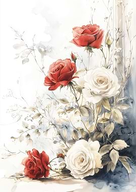 Flower Red White Roses