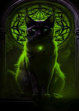 Black Cat in Green Light