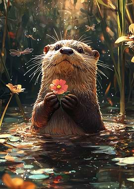 Otter Holding Flower