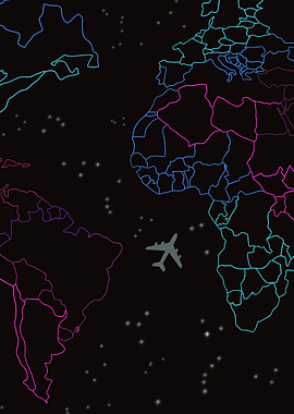 World Map with Airplane
