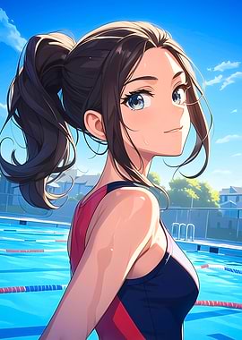 Anime Girl in Swimsuit