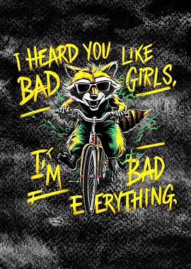 Raccoon on Bike Graphic