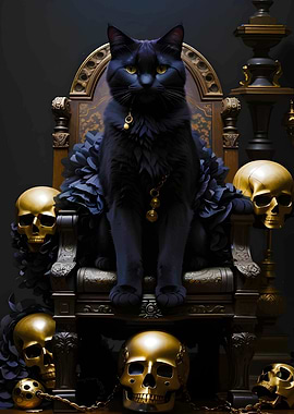 Black Cat on Throne