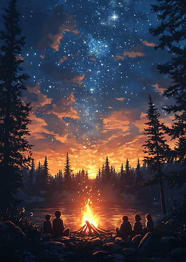 Campfire Under the Stars