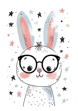 Cute Bunny with Glasses
