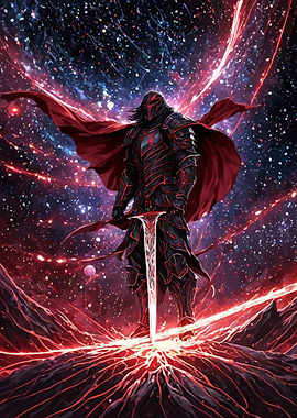 Red Dark Knight in Space