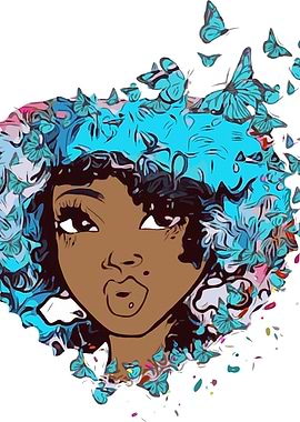 Black Woman with Butterflies