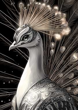 Silver Peacock with Jewels Animal