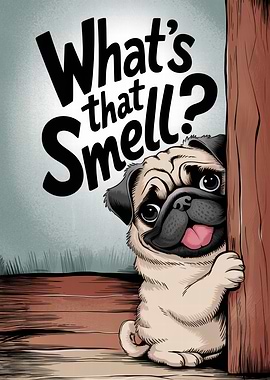 Peeking Pug Poster