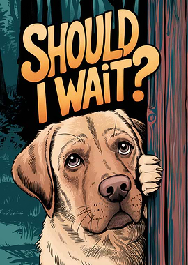 Peeking Labrador Dog Poster