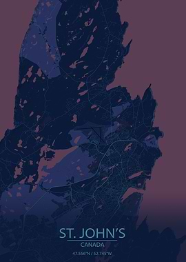 St. John's Newfoundland and Labrador Canada Map