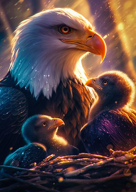 Bald Eagle with Eaglets