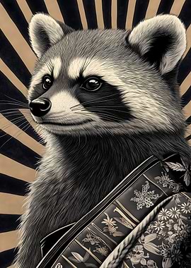 Raccoon in Kimono Animal