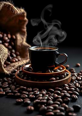 Coffee Cup and Beans