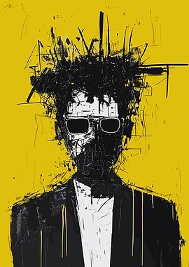 Abstract Portrait in Black and Yellow