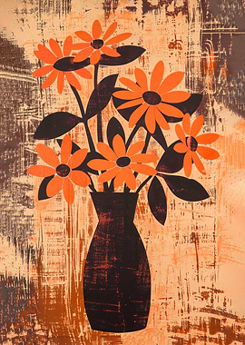 Orange Flowers in Vase