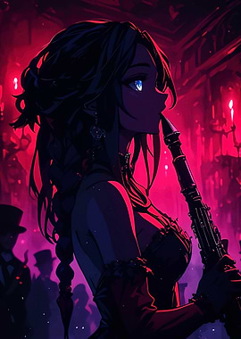 Anime Girl with Flute