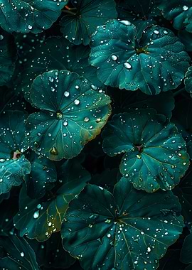 Dewy Green Leaves