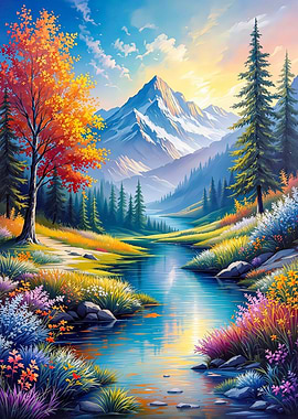 Mountain River Landscape