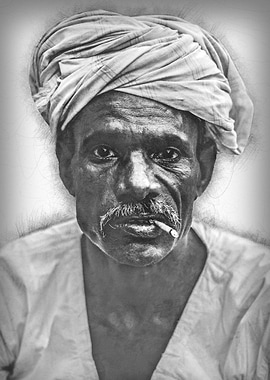 Man with Turban and Cigarette