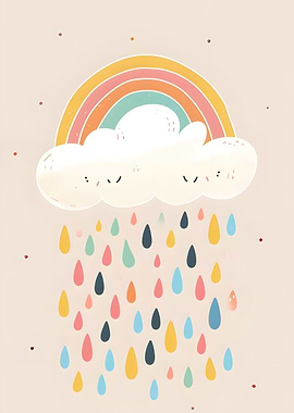 Rainbow Cloud with Raindrops