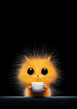 Cute Cat with Coffee