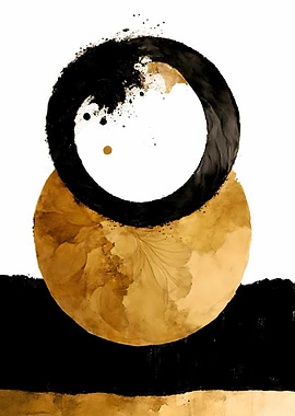 Abstract Gold and Black Circles