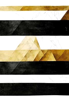 Abstract Geometric Art White Gold Black