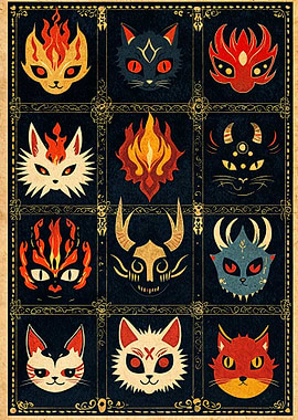 Fire Cat Masks