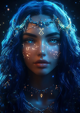 Mystical Woman with Blue Hair