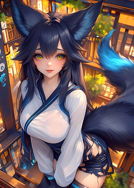 Anime Fox Girl Illustration Animal Gaming